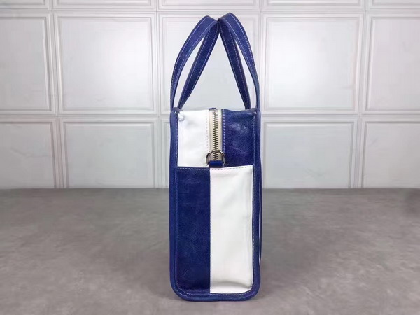 Balenciaga Bazar Shopper XS Blue and White Arena Leather Stripes For Sale