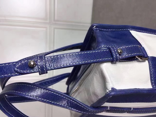 Balenciaga Bazar Shopper XS Blue and White Arena Leather Stripes For Sale