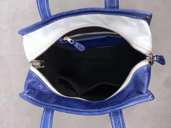 Balenciaga Bazar Shopper XS Blue and White Arena Leather Stripes For Sale