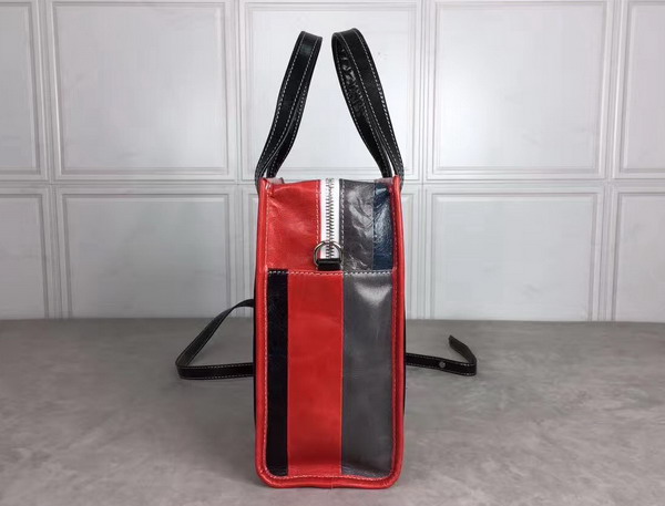 Balenciaga Bazar Shopper XS Red and Black and White Arena Leather Stripes For Sale