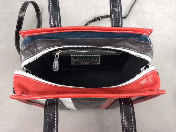 Balenciaga Bazar Shopper XS Red and Black and White Arena Leather Stripes For Sale