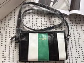 Balenciaga Bazar Strap Clutch Black and White and Green Arena Leather For Sale