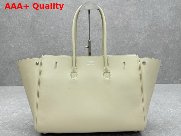 Balenciaga Bel Air Medium Carry All Bag in Soya Smooth Calfskin Aged Silver Hardware Replica