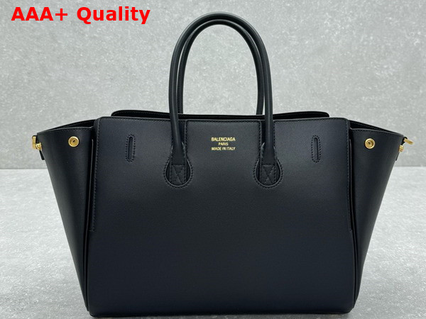 Balenciaga Bel Air Small Carry All Bag in Black Smooth Calfskin Aged Gold Hardware Replica