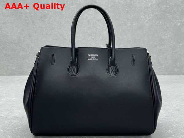 Balenciaga Bel Air Small Carry All Bag in Black Smooth Calfskin Aged Silver Hardware Replica