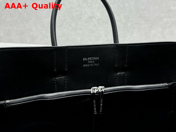 Balenciaga Bel Air Small Carry All Bag in Black Smooth Calfskin Aged Silver Hardware Replica