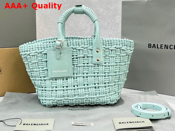 Balenciaga Bistro XS Basket With Strap in Light Green Varnished Fake Calfskin Replica