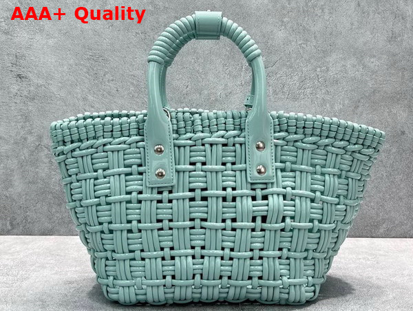 Balenciaga Bistro XS Basket With Strap in Light Green Varnished Fake Calfskin Replica