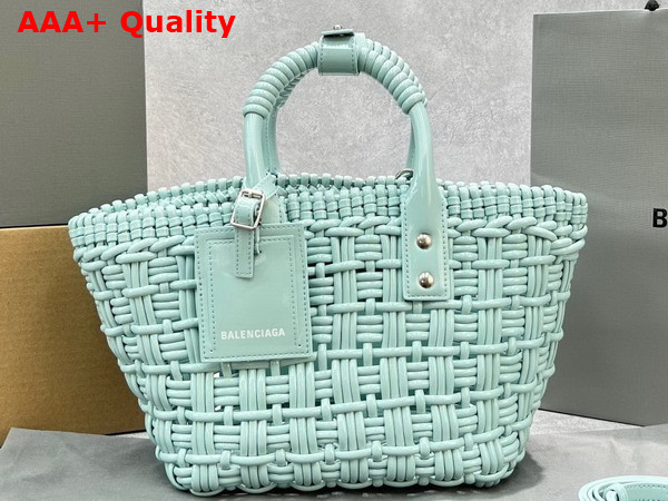 Balenciaga Bistro XS Basket With Strap in Light Green Varnished Fake Calfskin Replica