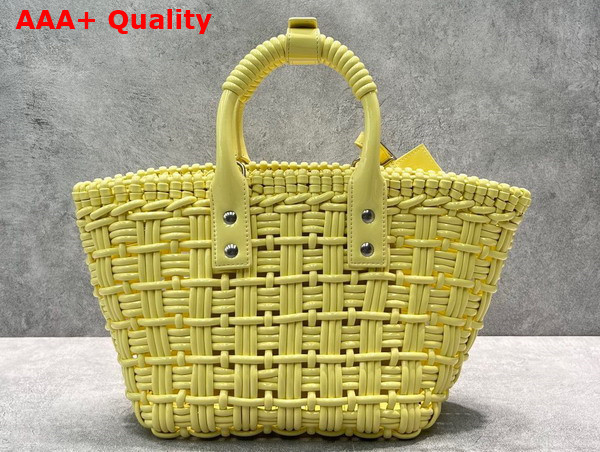 Balenciaga Bistro XS Basket With Strap in Light Yellow Varnished Fake Calfskin Replica