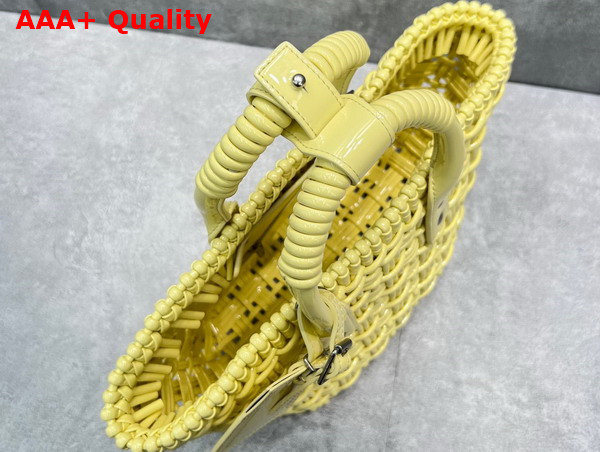 Balenciaga Bistro XS Basket With Strap in Light Yellow Varnished Fake Calfskin Replica