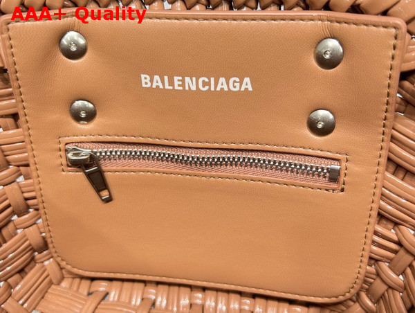 Balenciaga Bistro XXS Basket With Strap in Beige Varnished Fake Calfskin Replica