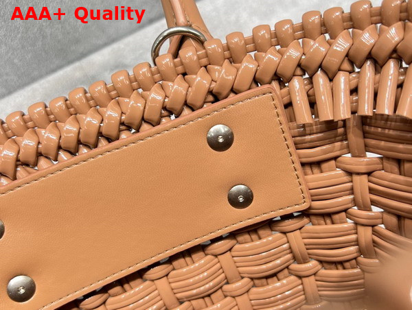 Balenciaga Bistro XXS Basket With Strap in Beige Varnished Fake Calfskin Replica