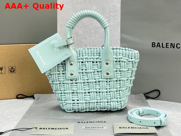 Balenciaga Bistro XXS Basket With Strap in Light Green Varnished Fake Calfskin Replica