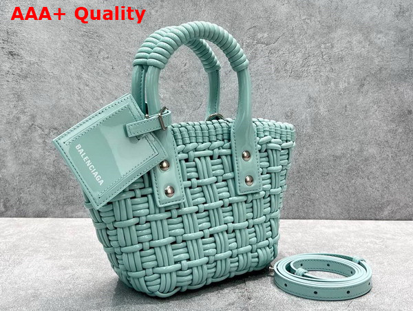 Balenciaga Bistro XXS Basket With Strap in Light Green Varnished Fake Calfskin Replica