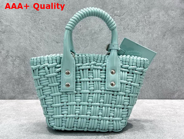 Balenciaga Bistro XXS Basket With Strap in Light Green Varnished Fake Calfskin Replica