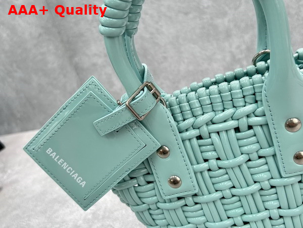 Balenciaga Bistro XXS Basket With Strap in Light Green Varnished Fake Calfskin Replica