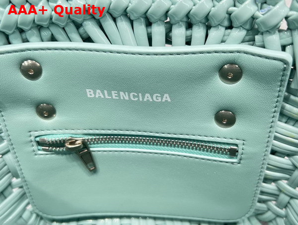 Balenciaga Bistro XXS Basket With Strap in Light Green Varnished Fake Calfskin Replica