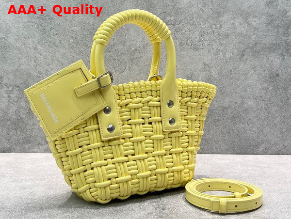 Balenciaga Bistro XXS Basket With Strap in Yellow Varnished Fake Calfskin Replica