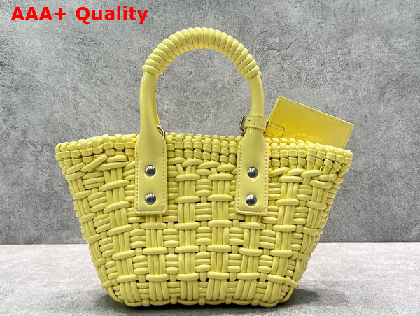 Balenciaga Bistro XXS Basket With Strap in Yellow Varnished Fake Calfskin Replica