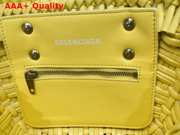 Balenciaga Bistro XXS Basket With Strap in Yellow Varnished Fake Calfskin Replica