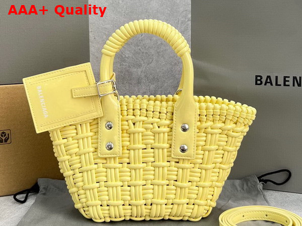 Balenciaga Bistro XXS Basket With Strap in Yellow Varnished Fake Calfskin Replica