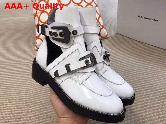 Balenciaga Ceinture Ankle Boots in White Calfskin Replica