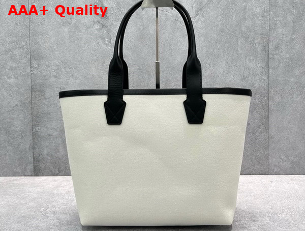 Balenciaga Cities New York Jumbo Large Tote Bag in Beige and Black Cotton Canvas and Calfskin Replica