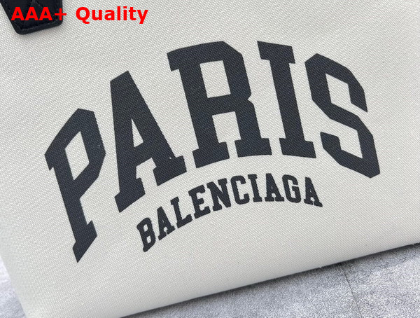 Balenciaga Cities New York Jumbo Large Tote Bag in Beige and Black Cotton Canvas and Calfskin Replica