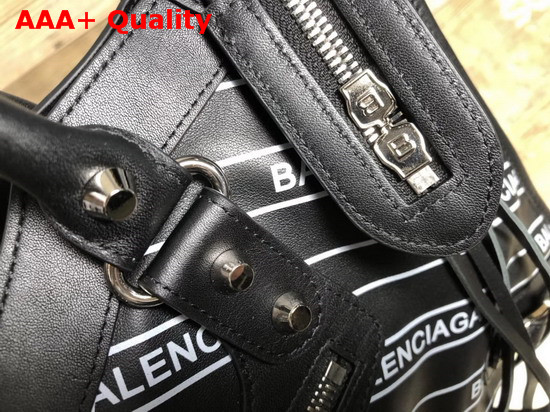 Balenciaga Classic City Handbag Black Allover Balenciaga Logo Replica