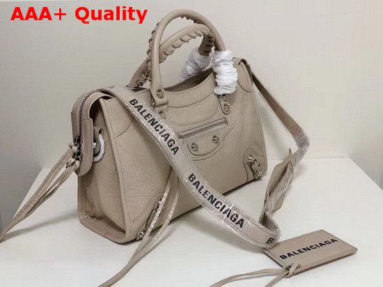 Balenciaga Classic City S Logo Strap Beige Lambskin Replica