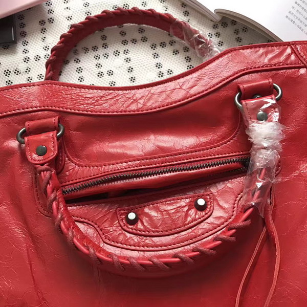 Balenciaga Classic Medium City Handbag in Red Soft Crafted Vintage Lambskin For Sale