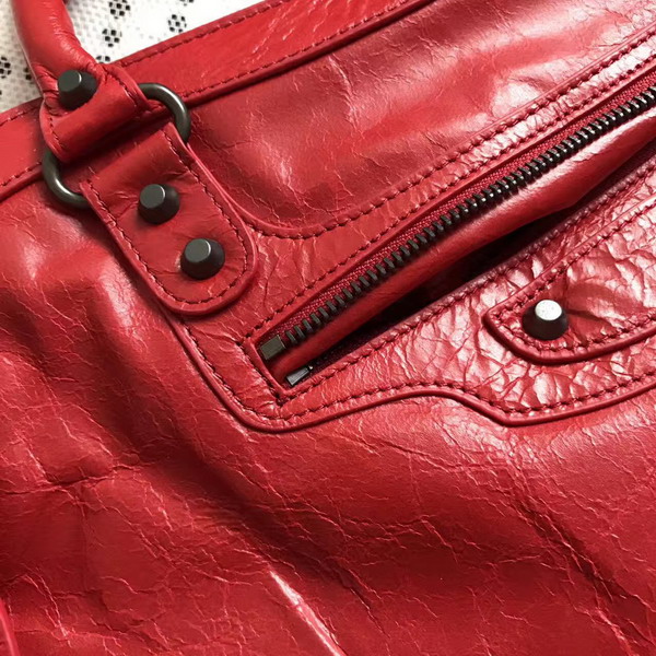 Balenciaga Classic Medium City Handbag in Red Soft Crafted Vintage Lambskin For Sale