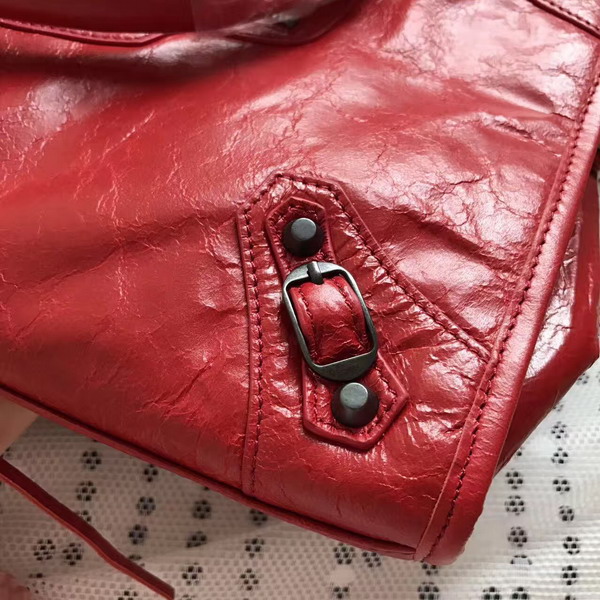 Balenciaga Classic Medium City Handbag in Red Soft Crafted Vintage Lambskin For Sale