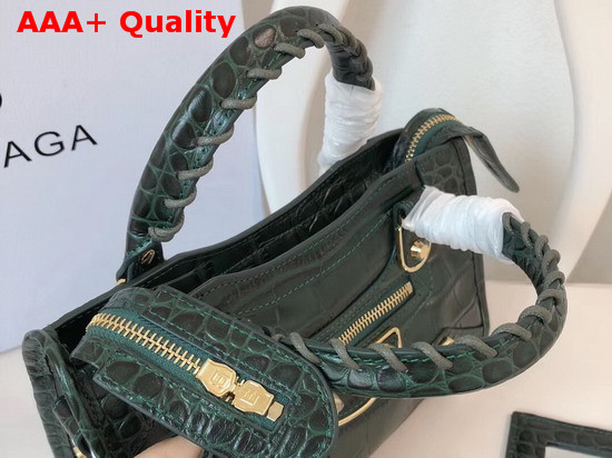 Balenciaga Classic Metallic Edge Mini City Green Crocodile Effect Replica