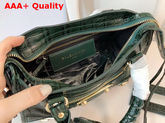 Balenciaga Classic Metallic Edge Mini City Green Crocodile Effect Replica