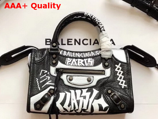 Balenciaga Classic Mini City Graffiti Noir Blanc Replica