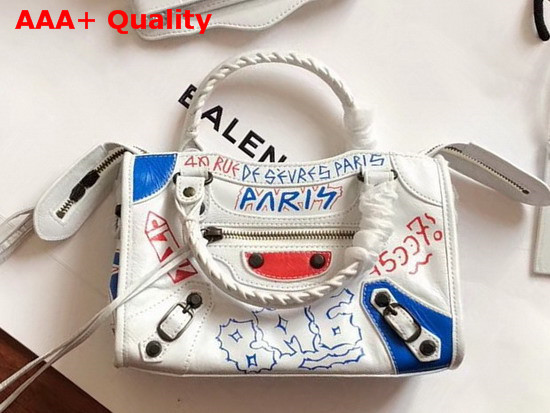 Balenciaga Classic Mini City Graffiti White Multicolor Replica