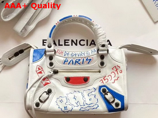 Balenciaga Classic Mini City Graffiti White Multicolor Replica