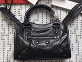 Balenciaga Classic Mini City Handbag in Black Soft Crafted Vintage Lambskin Black Metal For Sale