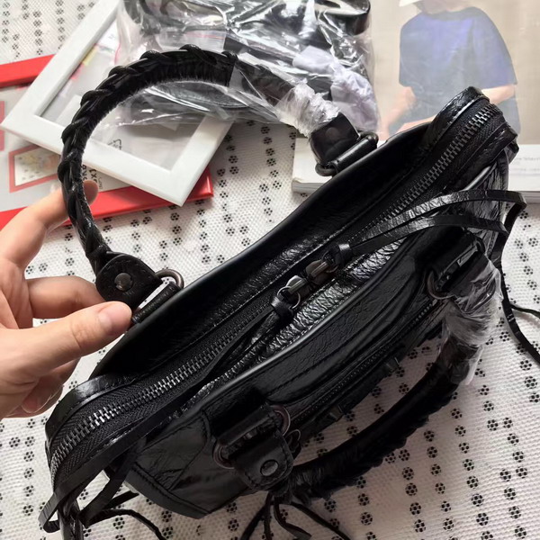 Balenciaga Classic Mini City Handbag in Black Soft Crafted Vintage Lambskin Black Metal For Sale