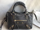 Balenciaga Classic Mini City Handbag in Dark Grey Soft Crafted Vintage Lambskin For Sale