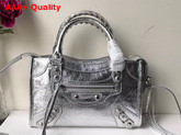 Balenciaga Classic Mini City Silver Crackle Lambskin Replica