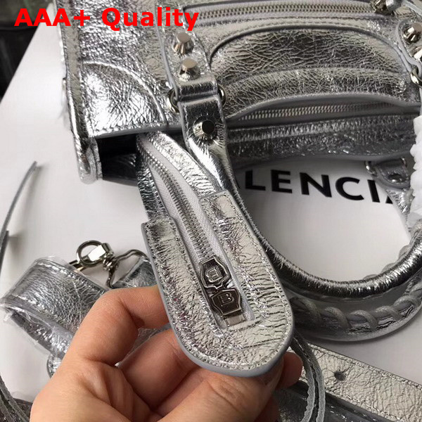 Balenciaga Classic Mini City Silver Crackle Lambskin Replica