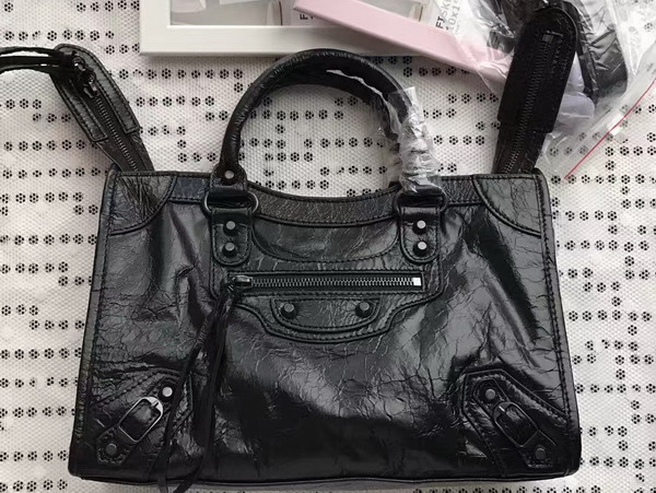 Balenciaga Classic Small City Handbag in Black Soft Crafted Vintage Lambskin Black Metal For Sale