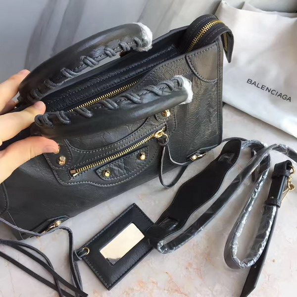 Balenciaga Classic Small City Handbag in Dark Grey Soft Crafted Vintage Lambskin For Sale