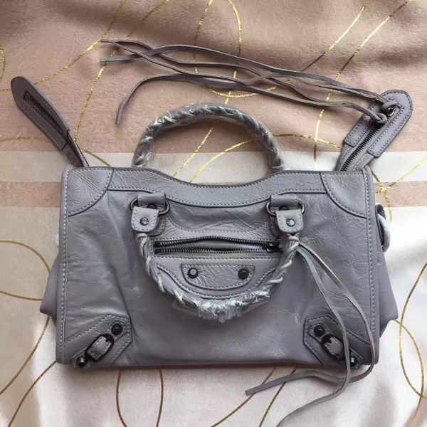 Balenciaga Classic Small City Handbag in Light Grey Soft Crafted Vintage Lambskin For Sale