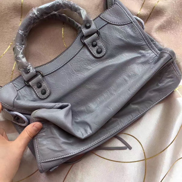 Balenciaga Classic Small City Handbag in Light Grey Soft Crafted Vintage Lambskin For Sale