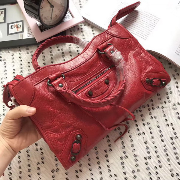 Balenciaga Classic Small City Handbag in Red Soft Crafted Vintage Lambskin For Sale