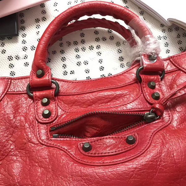 Balenciaga Classic Small City Handbag in Red Soft Crafted Vintage Lambskin For Sale